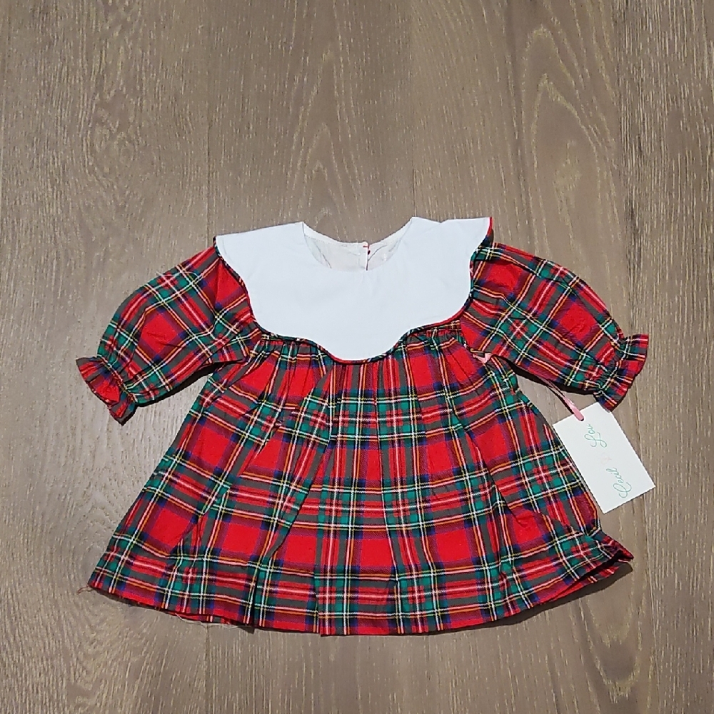 Cecil & Lou Red Plaid Baby Dress with White Collar